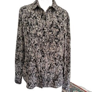 Dana Buchman Black and Gray Snake Print Button Down Shirt Size L
